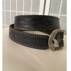 Donovan Made in Italy Black Genuine Leather Tooled Belt 32 Western Artisan